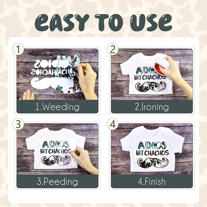 Tintnut Turquoise Cowhide Heat Transfer Vinyl Roll, easy cut & weed, stretch - Image 4