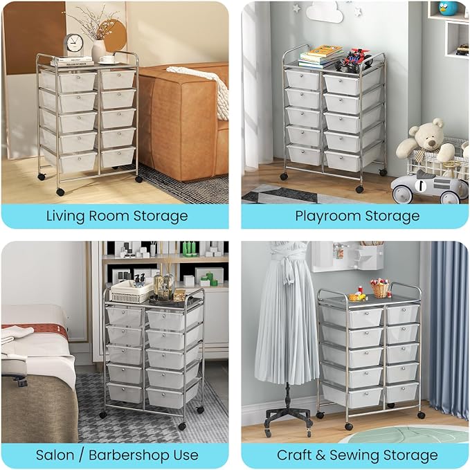 Giantex 10 Drawers Rolling Cart, Classroom Organizers, Storage Cart - Image 8