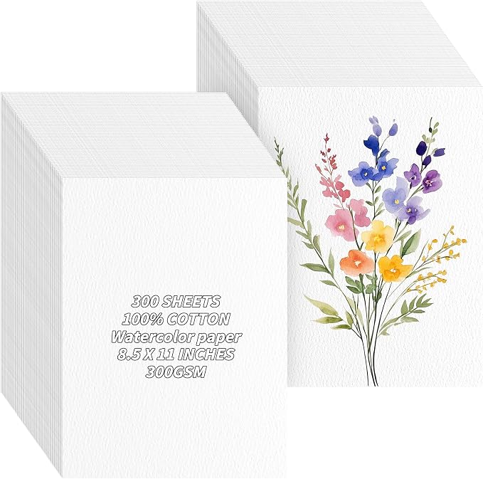 300 Sheets Cotton Watercolor Paper Bulk -140LB/300GSM Art Paper-8.5 x 11 inch - Image 9