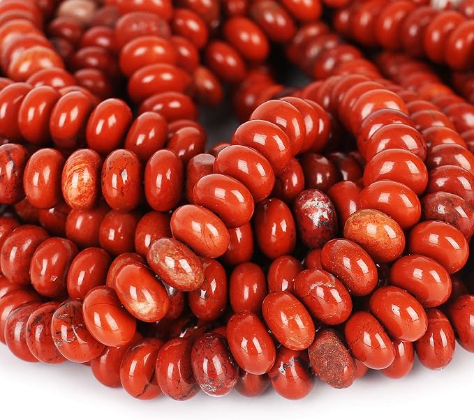 ICAI Beads 5x8mm Natural Red Jasper Rondelle Spacer Loose Beads - Image 4