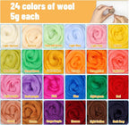 JUPEAN Needle Felting Kit, 24 Colors Wool Roving, Complete Needle Felting - Image 3