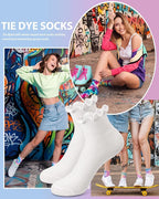 Syhood White Cotton Crew Socks for Tie dye Party Casual Soft Cushion Novelty - Image 7