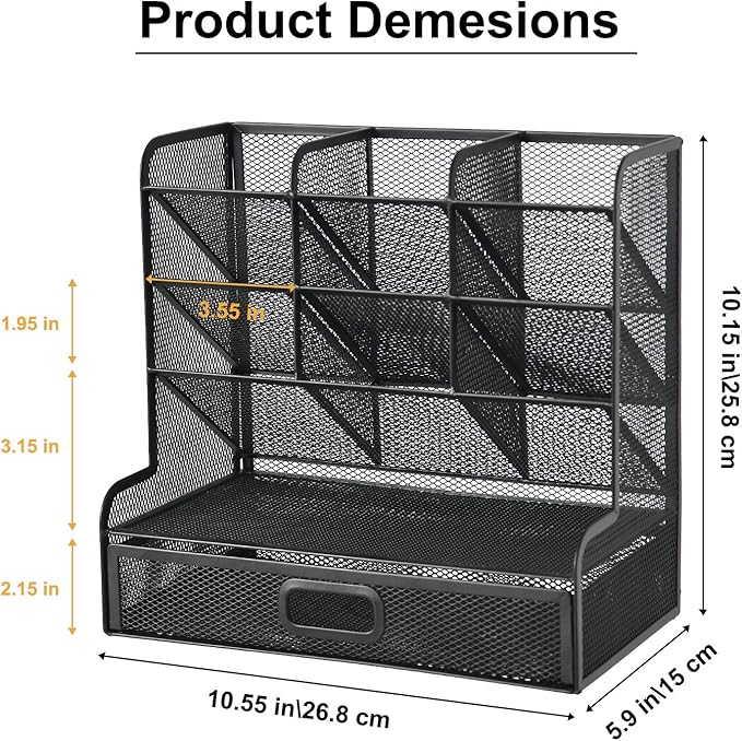 Marbrasse Mesh Pen Holder for Desk, Desk Organizers and Accessories for Office - Image 6
