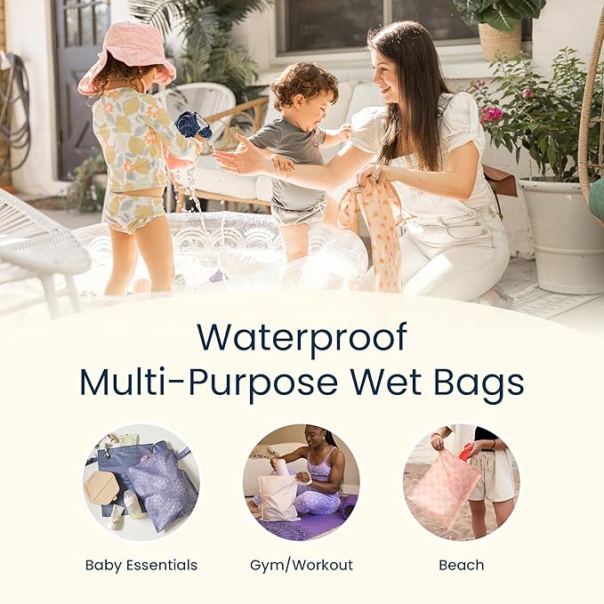 Tiny Twinkle Wet Dry Bag – 2 Pack Reusable Waterproof & Mess Proof Wet Bags for Swimsuits & Travel, Baby Towels & Beach Essentials,a Diaper Bag Must-Have(Unisex Checkers)