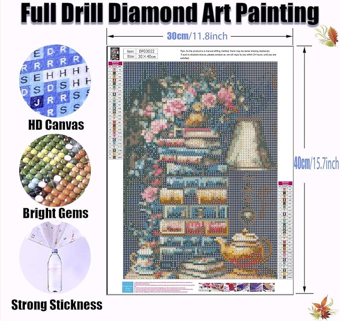 Book Flower Diamond Art Kits for Adults, DIY 5D Vintage Diamond Painting Kits - Image 5