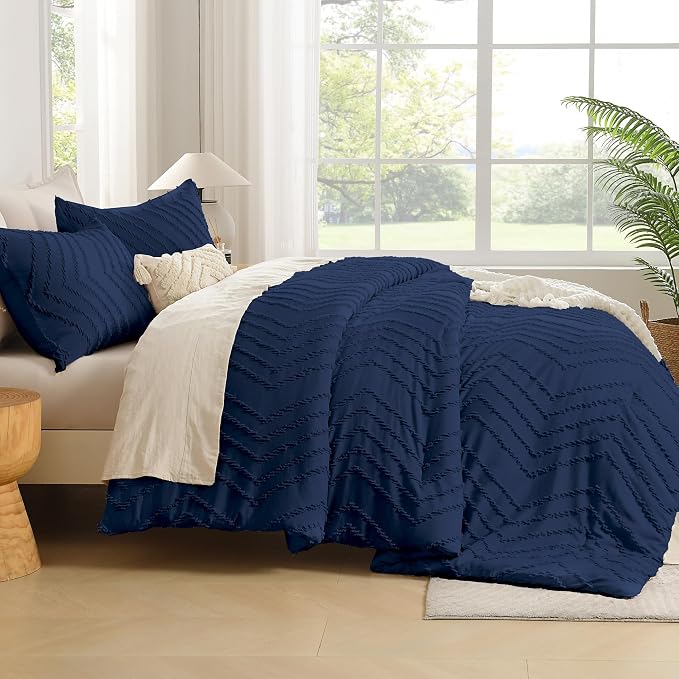 Andency Navy Blue Comforter Set Queen Size, Boho Soft Warm Tufted Bedding - Image 7