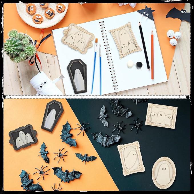 Simgoing 24 Set Wood Ghost DIY Frames Decorating Craft - Image 5