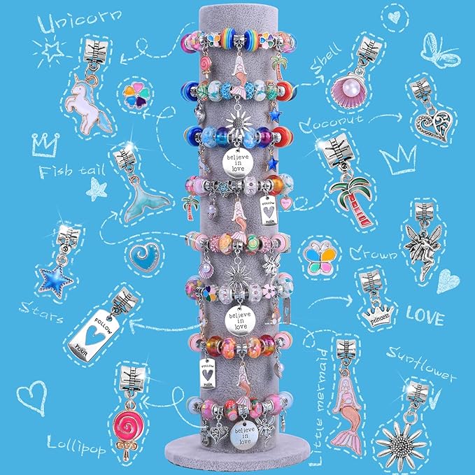 AIPRIDY Charm Bracelet Making Kit, Unicorn Mermaid Crafts Gifts Set Can - Image 2
