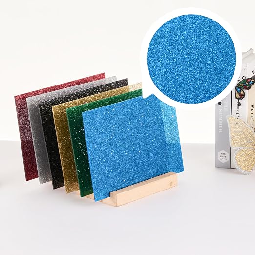 OMTech 6 Pack Glitter Acrylic Sheets, 6-Color Acrylic Plastic Boards - Image 3