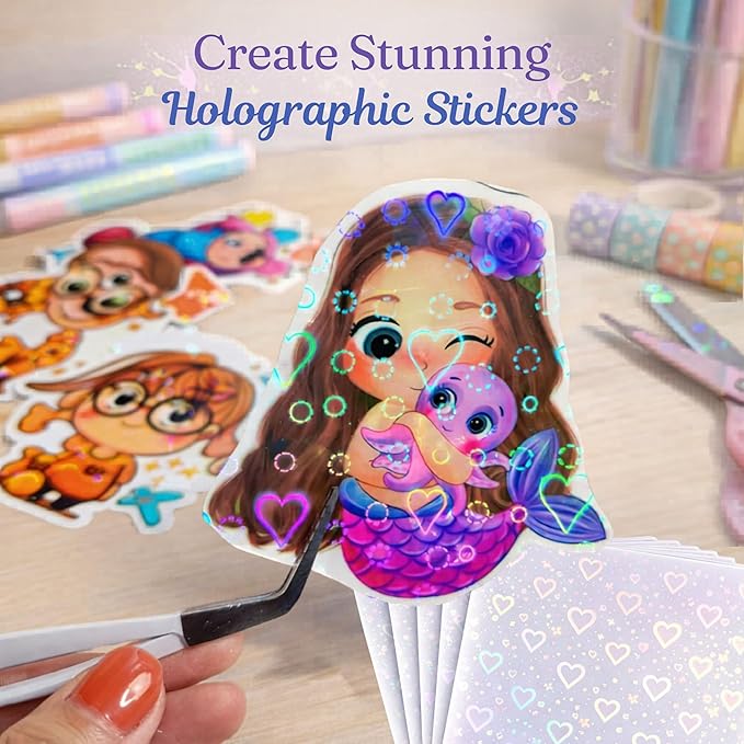 Bleidruck 25 Sheets Hearts Clear Holographic Laminate Sheet Adhesive Paper | - Image 5