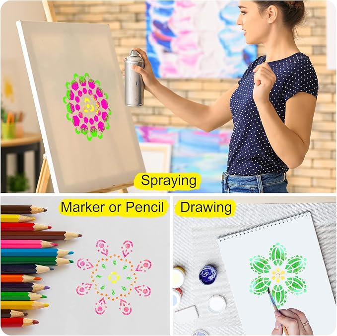 Marspark 66 Pcs Small Stencils for Crafts Reusable 3 Inch Stencils for Painting - Image 3