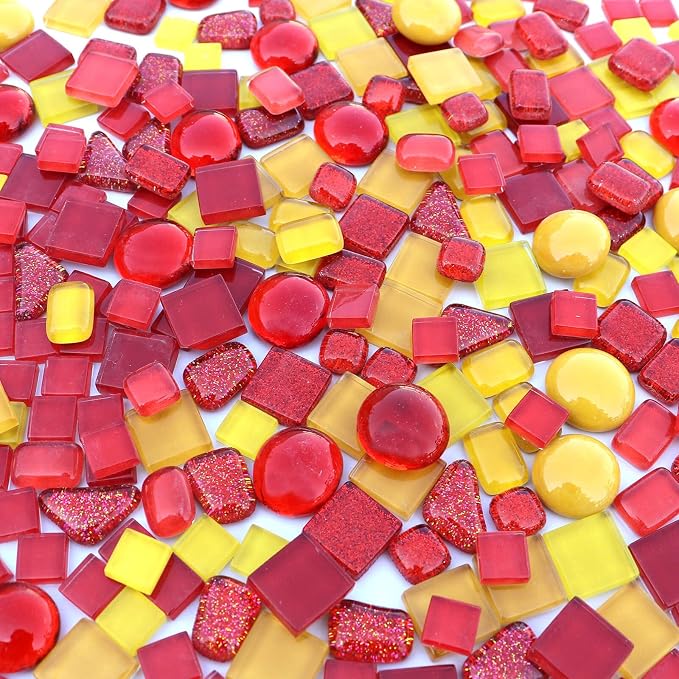 LITMIND Assorted Orange Red Irregular Crystal Mosaic Tiles, 9oz Value Pack - Image 4
