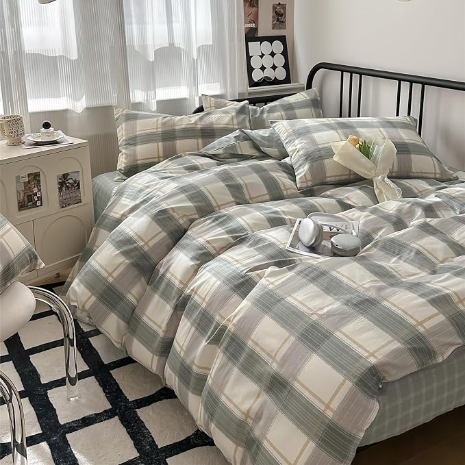 mixinni Full Size Buffalo Plaid Duvet Cover Set by mixinni
