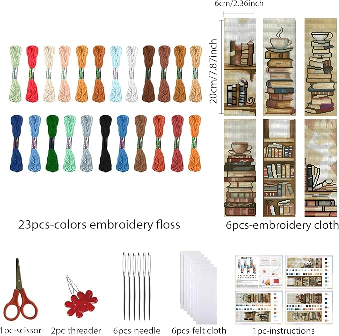 KYOQFVN 6 Pcs Book Cross Stitch Bookmark - Image 2