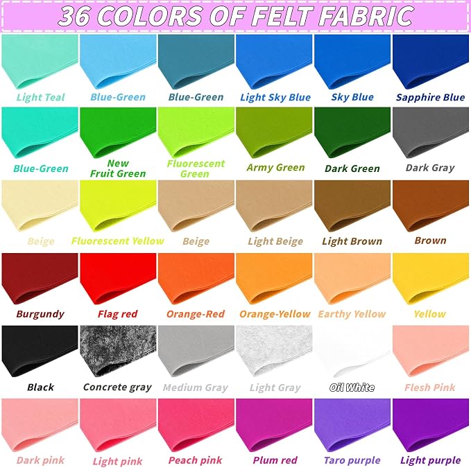 36 Rolls Craft Felt Fabric Sheets 8 x 35 Inch 1mm Felt Sheets | 36 Assorted - Image 3