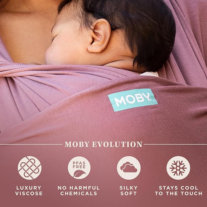 Moby Baby Wrap Carrier Evolution for Newborns to Toddlers (8-33lbs), Infant Sling Carrier, Lightweight & Hands Free Design, Adjustable for All Body Types, Baby Registry Gift (Terracotta)