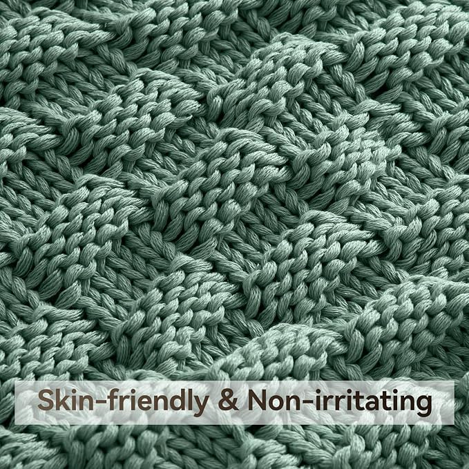 Knitted Weighted Blanket for Adult, No Beads Heavy Blanket 50” x 60'' 7lbs - Image 4