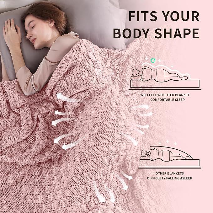 Knitted Weighted Blanket Adult, No Beads Heavy Blanket 48” x 72'' 15lbs - Image 3