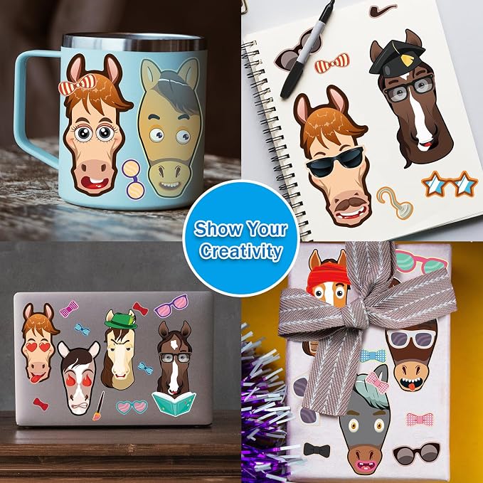 Aowplc 48 Pcs Make A Horse Sticker Sheets Mix and Match - Image 6