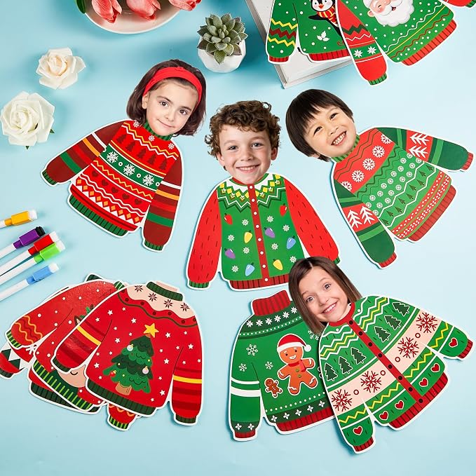 60pcs Christmas Theme Cutouts Ugly Sweater Bulletin Board Decorations Xmas Ugly - Image 4