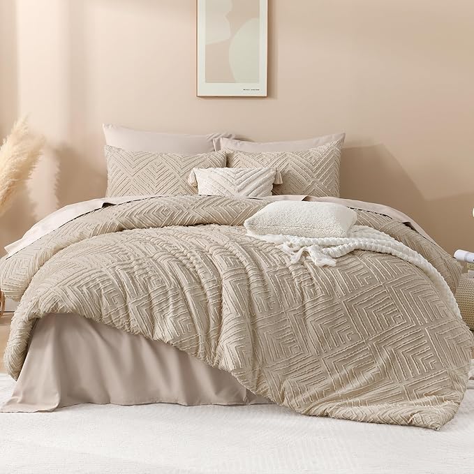 Andency Khaki California King Comforter Set, 3 Pieces Khaki Boho Bedding Set & - Image 2