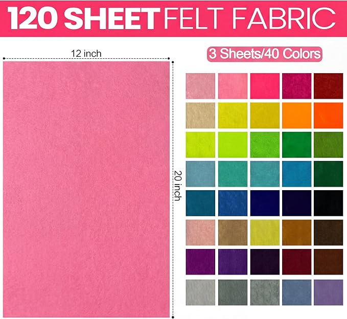 Reginary 120 Pcs 12 x 20 Inch Felt Sheets Bulk - Image 2