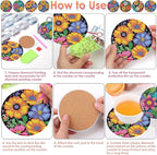 ijbnhd 8 Pcs Flowers Diamond Art Coasters - Image 6