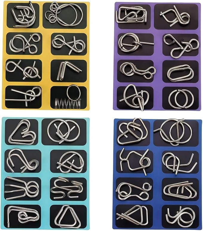 Metal Brain Teaser Puzzles, Steel IQ Games Physics Mind Metal Puzzles by COREXISLY