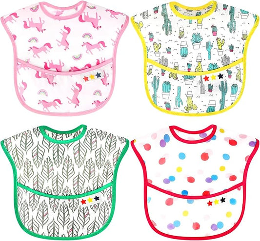 Accmor Baby Bibs, Waterproof Baby Toddler Bibs, Apron Smock Bib for Baby Boys Girls, Essential Must Have for Eating, Feeding