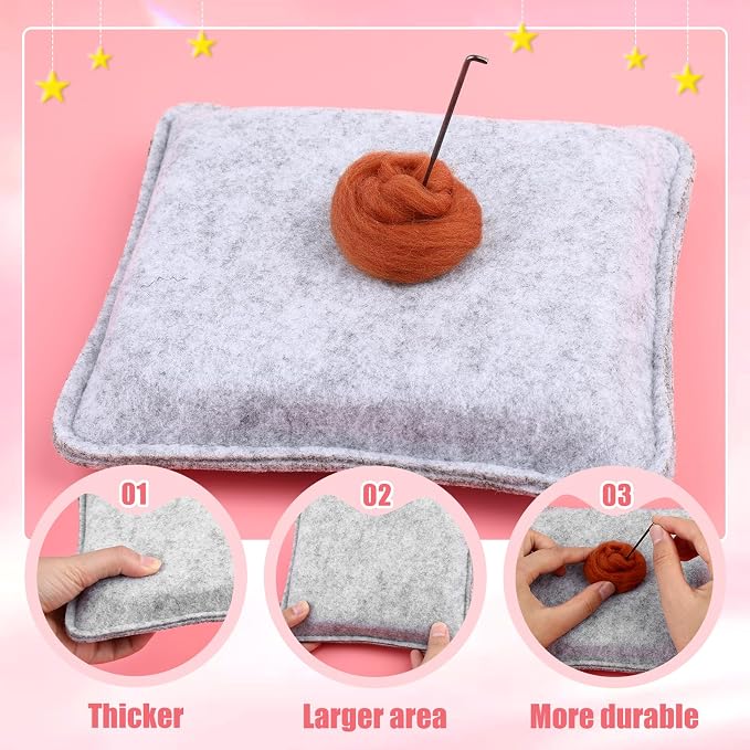 UOOU Felting Kit, Wool Roving, Felting Pad, Instruction Manual, Needle Felting - Image 4
