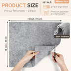 Felt Fabric Sheets 18" x 18" 1.6mm Soft Craft Felt, Heather Grey | Soft Precut - Image 2
