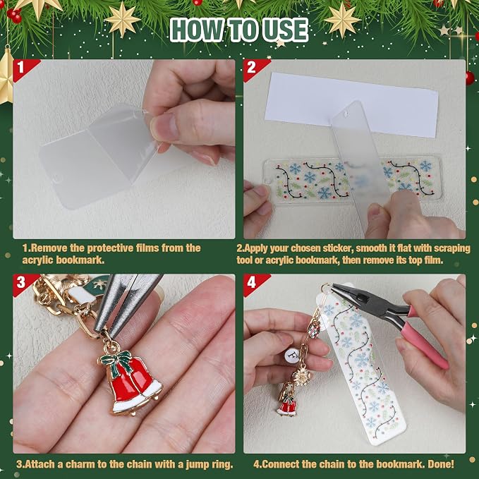 100PCS Acrylic Bookmark Blanks Thicken 6 DIY Bookmark Making 8 Christmas UV DTF - Image 4