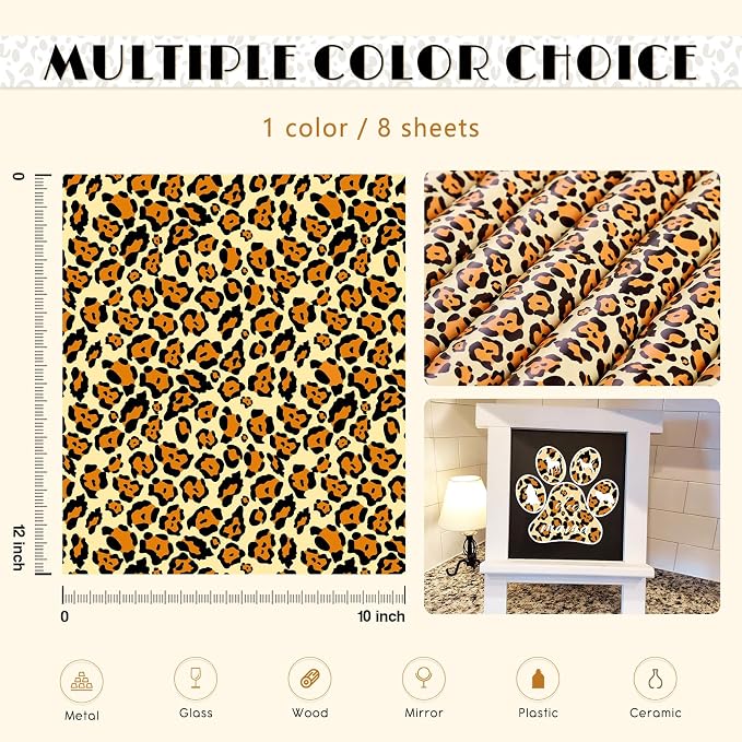 Tintnut Leopard Permanent Vinyl 8 Sheets 12x10in Orange Adhesive Vinyl | - Image 2
