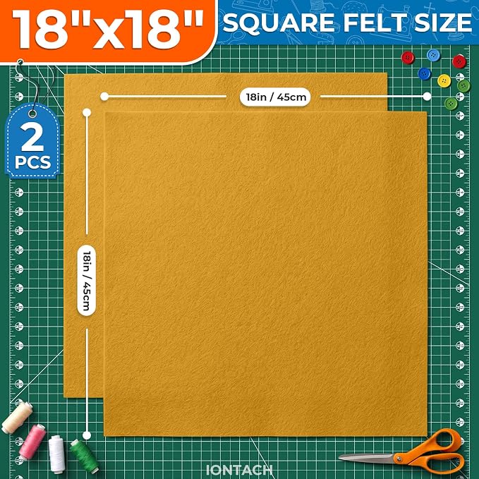 IONTACH 18" X 18" Soft Felt Sheets 1.6mm Thick | Acrylic Felt Fabric Sheets - Image 2