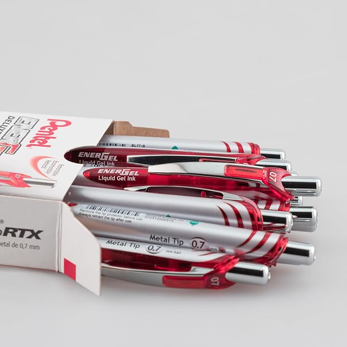 Pentel EnerGel RTX Liquid Gel Pen, Metal Tip, Box of 12 - Image 2