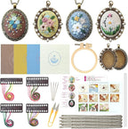 ZOCONE 4 Packs Embroidery Necklace Kits, Embroidery Pendant Kit Mini Cross - Image 2