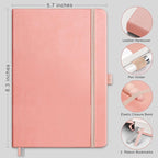 RETTACY Lined Journal Notebook, 192 Numbered Pages, A5 Size | Leather Hardcover - Image 2