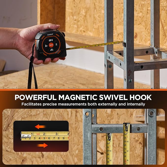 Laser Tape Measure 2-in-1, 197Ft Laser & 16Ft Digital Tape Measure | LCD Display - Image 3