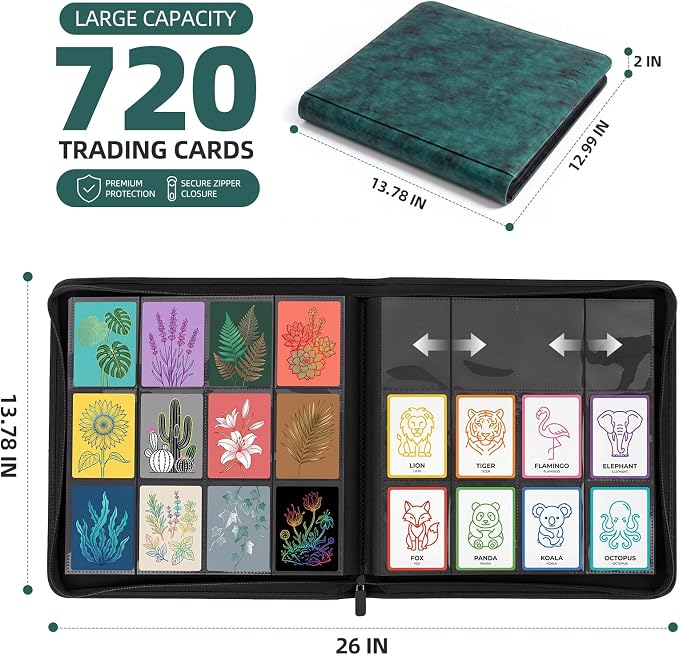Card Binder 12 Pocket, Premium 720 Double Sided Pocket Collection Binder - Image 3