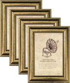 4x6 Picture Frame with Real Glass, 4 set Ornate Vintage Picture Frames by TKYGU