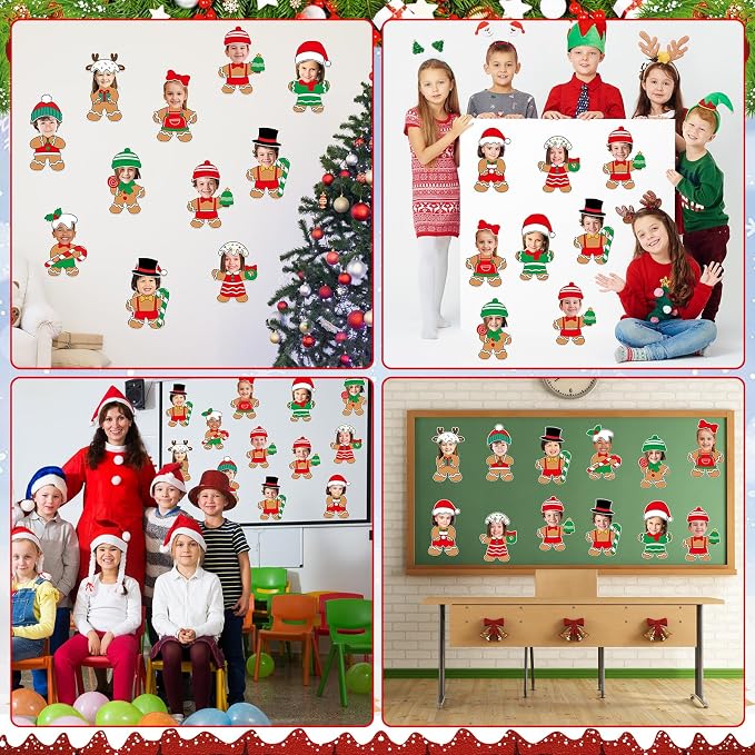60pcs Christmas Theme Cutouts Gingerbread Man Bulletin Board Decoration Xmas - Image 7