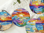 8 PCS Diamond Art Coasters Kits Sunset Beach Diamond Painting Coaster | Diamond - Image 9