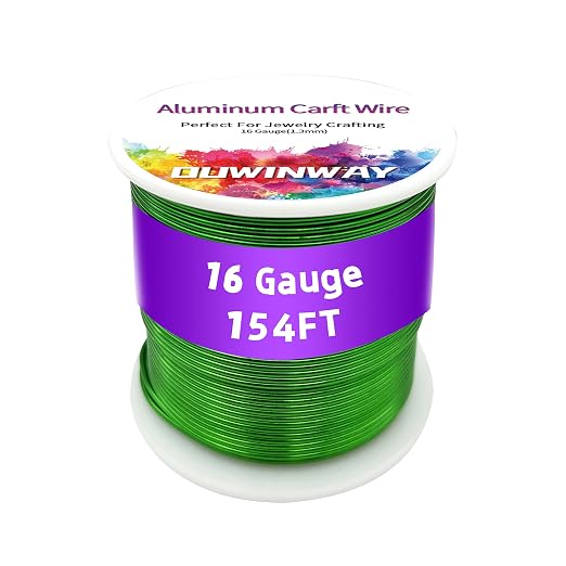 16Gauge Green Aluminum Crafts Wire 154FT, by ouwinway
