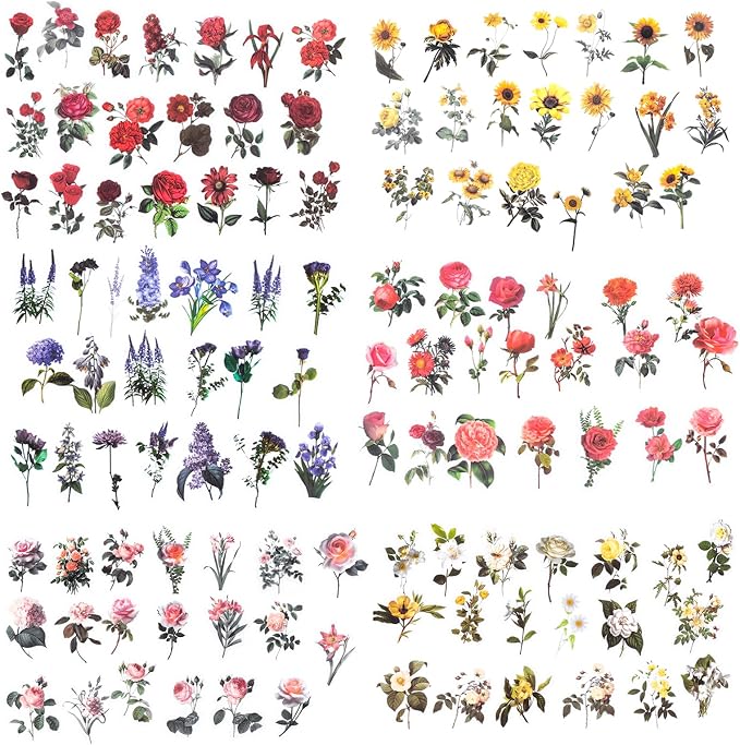 240Pcs Vintage Nature Flower Botanical Clear Stickers | Waterproof, Aesthetic - Image 3