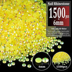 1500pcs 6mm Resin Rhinestones Bulk, Lemon Yellow AB Flatback Round Jelly - Image 2