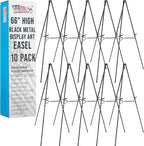 U.S. Art Supply 66" High Black Metal Display Art Easel by USArtSupply