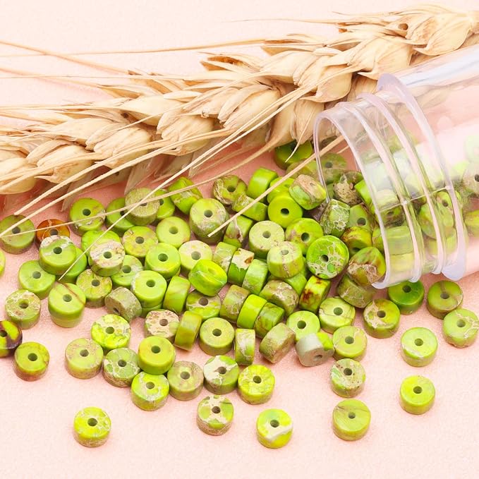 Natural Stone Heishi Beads for Necklace Making, 4 mm x 2 mm Small Flat Round - Image 7