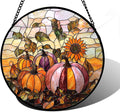 DASTOLL Stained Glass Window Hanging, Pumpkin Sunflower Suncatcher Diamond by DASTOLL