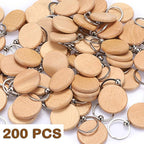 JUXYES 200 PCS Unfinished Wooden Keychain Blanks - Image 2