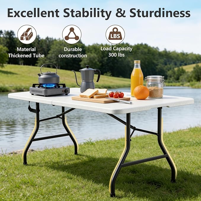 Folding Table 4 Pack, 6 FT Foldable Plastic Table - Image 5